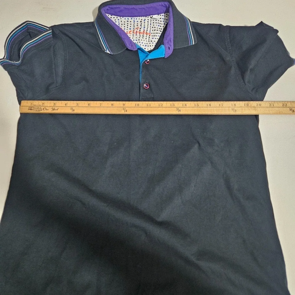Robert Graham Mens Black Polo Short Sleeve Shirt Size M